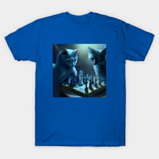 Two Blue Cats Attempt to Figure Out the Rules of Chess T-Shirt